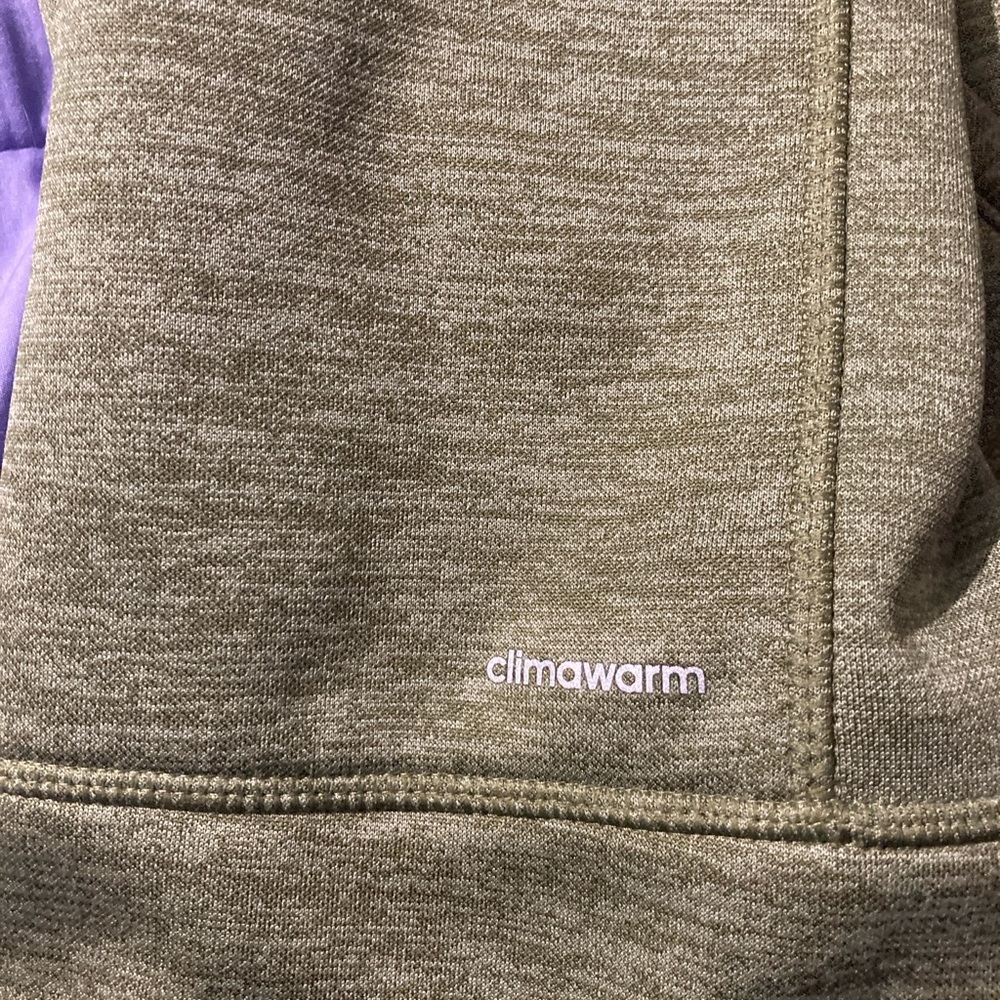 Moss Olive Green Zip Up Hooded Climawarm Adidas Sweater - Picture 5 of 5